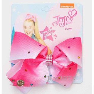 โบว์ JOJO SIWA  โบว์โจโจ้ฮิตติดเทรน ไซด์ใหญ่ 5 นิ้ว(S)จั้มโบ้ไซด์ สีขาวชมพู สวยหรู เก๋ น่ารัก