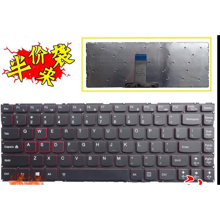 สําหรับคีย์บอร์ดแล็ปท็อปใหม่ Lenovo Y40-70 Y40-80 Y40-70AT US Layout Mlb8