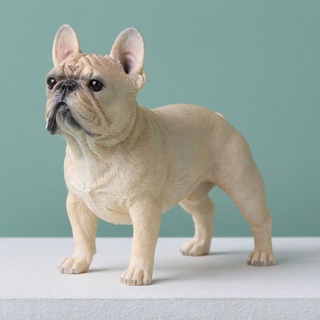 【AG】Bulldog Statue Hand Painted Vivid Details PVC Bulldog Puppy Standing Figurine Statue for Home