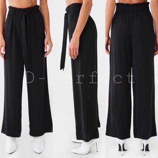 F21 Belted Wide-Leg Pants  กางเกงขาบาน เอวสูง มาพร้อมเชือกผูกเอว ด้านหน้าเป็นซิป+ตะขอ ขอบเอวด้านหลังเป็นยางยืด