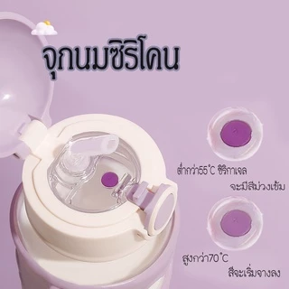 JJdaily2_Shop ✨New✨กระติกน้ำหมีเด็กมีหลอด สำหรับเด็ก นักเรียน พร้อมสายคล้องคอพกพาสะดวก สั่งเลยA305