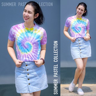 ‼️HOT‼️เสื้อมัดย้อมโทนสีพลาสเทลโทนสีหวานๆผ้าCotton100%สีไม่ตกใส่ได้ทั้งชายและหญิง