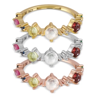 Mizuchol แหวนนพเก้า เงินแท้ พลอยแท้ เพชรแท้ Nine Lucky Gems Ring | Series Hope