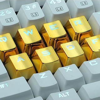 2-Key Pbt Keycaps Gold-Plated Metal Personality Light Transmission