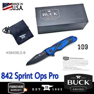 มีด Buck Sprint OPS Pro ใบมีด S30V เครือบ Cerakote® Graphite สีดำ ด้ามจับ G10 ลายสีน้ำเงินดำ ผลิต U.S.A.