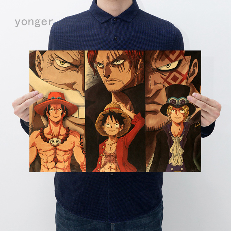 โปสเตอร์กระดาษคราฟท์ลายการ์ตูน One Piece ขนาด 50 . 5x35 ซม .