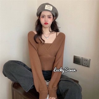 ท็อป2in1สายเดื่ยวใส่เปิดไหล่ได้แต่งทรงคอวี