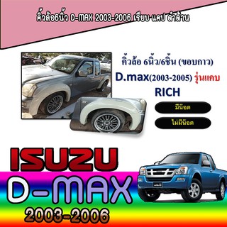 คิ้วล้อ//ซุ้มล้อ//โปร่งล้อ 6 นิ้ว  อีซูซุ ดีแม็คซ์ Isuzu D-MAX 2003-2006 เรียบ แคป ดำด้าน