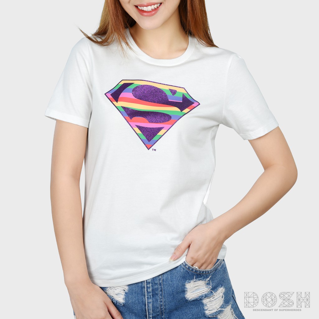 DOSH:WOMEN'S T-SHIRTเสื้อยืด คอกลม แขนสั้น ผู้หญิง ลายSUPERMAN ลิขสิทธิ์แท้รุ่นESWT1009