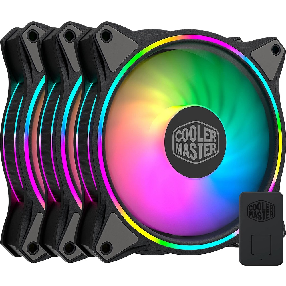 พัดลมเคส Cooler Master Master Fan MF120 Halo 2 White/Black ARGB Fan Case 120mm พัดลมคอม มีไฟ rgb ติด