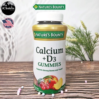 แคลเซียม+วิตามินดีสาม แบบเม็ดเคี้ยว รสพีช&amp;เชอร์รี่ Natures Bounty® Calcium + D3, Peach &amp; Cherry Flavored 70 Gummies ดี3