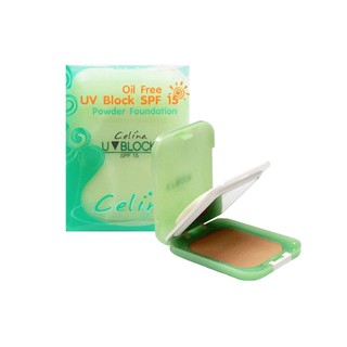 แป้งเซลิน่า แป้งพริตตี้ แป้งเขียว CELINA OIL FREE UV BLOCK SPF 15 POWDER FOUNDATION