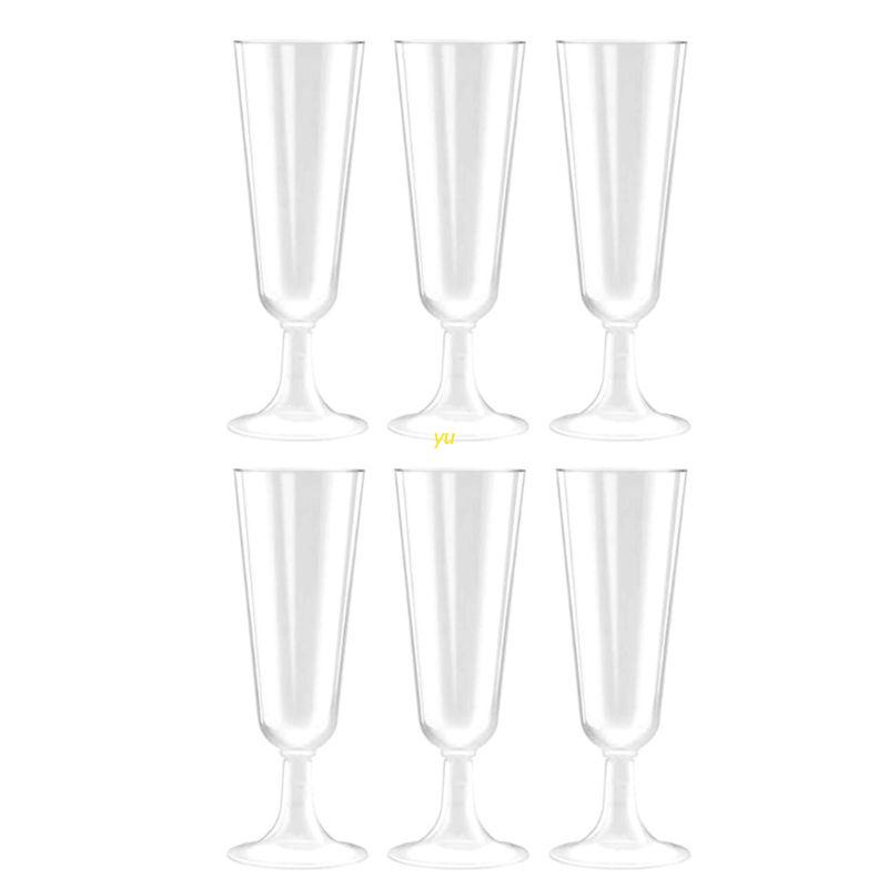 Yu แก้วไวน์แชมเปญเจลลี่พลาสติกแบบใช้แล้วทิ้ง 6 ชิ้น 150ml