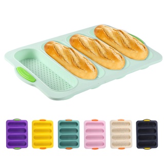 ◘№Silicone Mold 4-Slot French Bread Baking Mold Bread Baking Tray Nonstick Cake Baguette Mold Hot Dog Pans Bread Baking