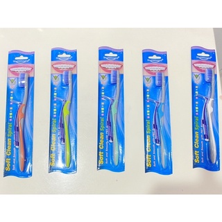 แปรงจัดฟัน soft clean spiral มีให้เลือก 5 สี แถมฟรี แปรงซอกฟัน ชนิดด้ามหักมุม (ในแพ็คเกจ) และ ขนแปรงกรีนที(มีเฉพาะแปรง)