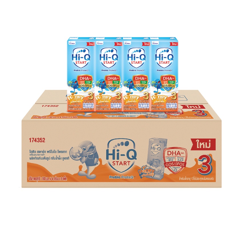 [ขายยกลัง!] HI-Q ไฮคิวสตาร์ท 1 PLUS นม UHT สำหรับเด็ก ช่วงวัยที่ 3 (สูตร3) พรีไบโอโพรเทก รสน้ำผึ้ง 180 มล. (ทั้งหมด 36 กล่อง)