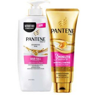 ( สีชมพู : สระ+ นวด ) Pantene แพนทีน ชุดแชมพู 450 ml. + คู่ ครีมนวด 300 ml. สีชมพู