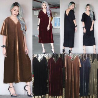 velvet V-neck maxidress