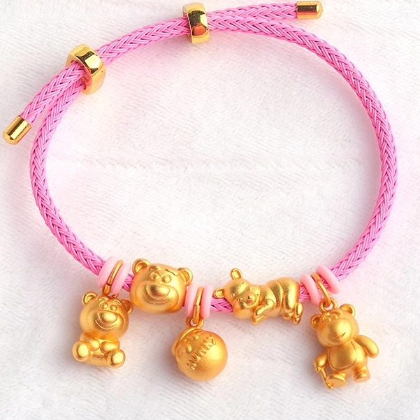 สร้อยคอ สร้อยข้อมือ เชือกถัก แฮนด์เมด จี้รูปหมีพูห์ thumbnail 3