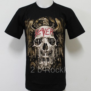 เสื้อยืดสีขาวเสื้อวง Slayer เสื้อยืด เสื้อ สเลเยอร์ S260 ไซส์ยุโรปS-4XL