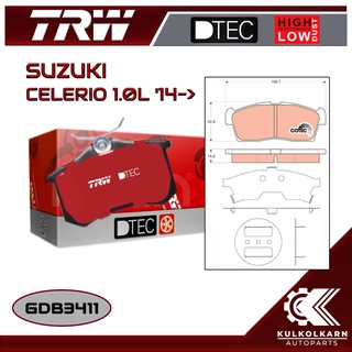 ผ้าเบรคหน้า TRW สำหรับ SUZUKI CELERIO 1.0L 14-&gt; (GDB3411)