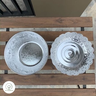 ชุดขันน้ำพร้อมพานรองลายไทย อลูมิเนียม ตรากระเช้า ขนาด 18/20 cm ขันลายไทย ขันพานรอง ขัน