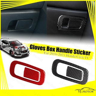 สติกเกอร์คาร์บอนไฟเบอร์ สําหรับติดตกแต่งภายในรถยนต์ Honda Civic FC 2016-2021 Glove Box Handle Sticker