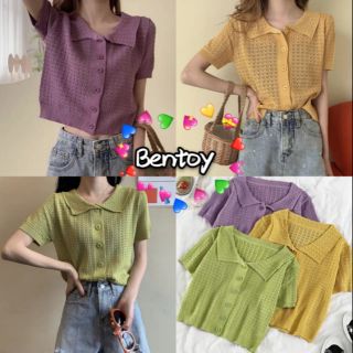 Bentoy*พร้อมส่ง*เสื้อยืดผู้หญิงคอปกกระดุมหน้างานไหมพรม  NO.5146