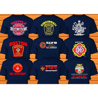 ถูกสุดๆพร้อมส่ง เสื้อยืดลําลอง ผ้าฝ้าย แขนสั้น พิมพ์ลาย FireFighter Fireman Fire Dept หลากสี สไตล์ฮาราจูกุ แฟชั่นสําหรับ