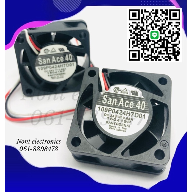 109P0424H7D01พัดลม24V 0.08A 40x40x15mm 3สาย (สินค้าพร้อมส่ง)109P0424H7D01 24V 0.08A 3wires Cooling F