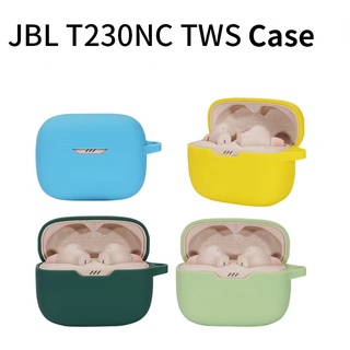 (9 สี) เคสซิลิโคนนิ่ม สีพื้น กันตก พร้อมตะขอ สําหรับ JBL Tune 230NC TWS JBL T230NC