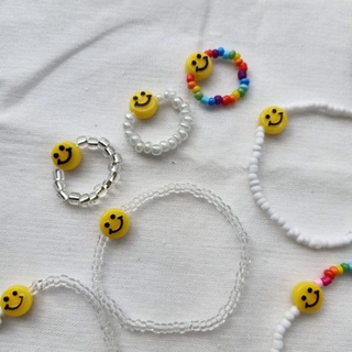 [แหวน] •SMILEY BEADS• แหวนลูกปัดหน้ายิ้ม แหวนเอ็นยืด