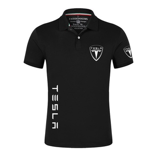 Tesla อุปกรณ์เสริม2021 Tesla New Fashion Men olo Shirt Casual Comfortable Deer Embroidery Cotton olo Shirt Men Short Sle