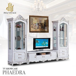 PHAEDRA TV SHOWCASE ชุดตู้วางทีวี พร้อมตู้โชว์ 3ชิ้น รุ่น ฟีย์ดรา