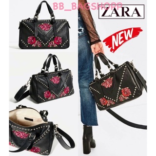 ZARA EMBROIDERED LEATHER BOWLING BAG (outlet)