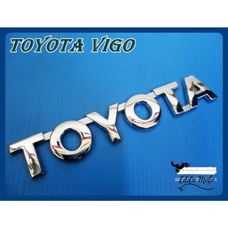 TOYOTA VIGO EMBLEM BADGE LOGO STICKER "CHROME size 15x2.5 cm. // โลโก้ สติ๊กเกอร์ ข้อความ YOYOTA สีโครเมี่ยม พร้อมกาวติด