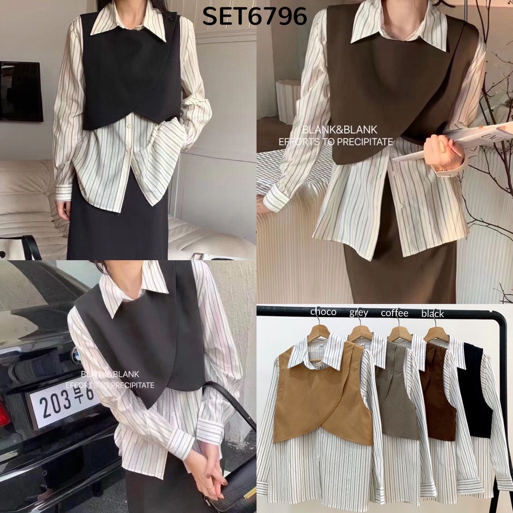 SET6796 ชุดเสื้อและเสื้อกั๊ก Mijoo 2 ชิ้น