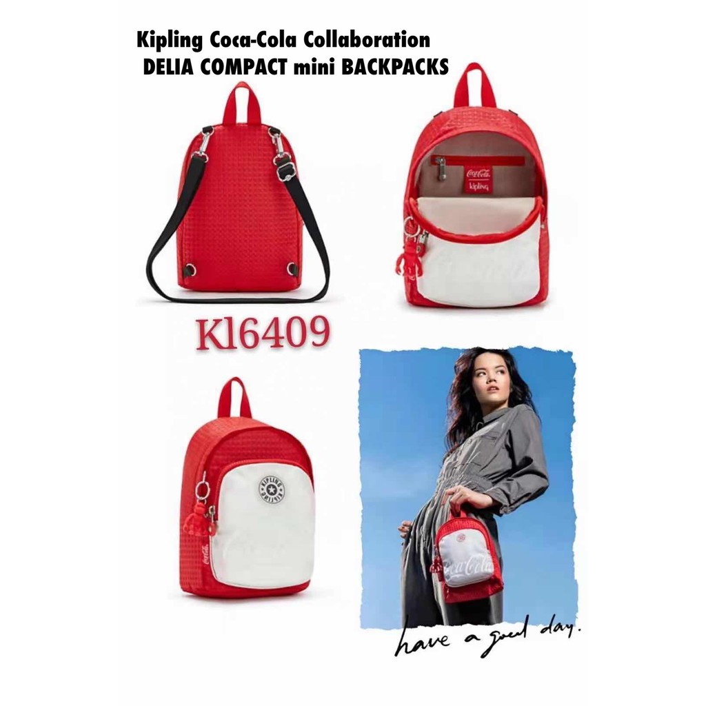 กระเป๋าสะพาย กระเป๋าเป้ใบเล็ก Kipling Coca-Cola Collaboration  DELIA COMPACT mini BACKPACKS
