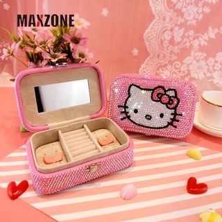 Maxzone Kawaii กล่องหนัง ลาย Hello Kitty น่ารัก 7 นิ้ว สําหรับใส่เครื่องประดับ ต่างหู สร้อยคอ