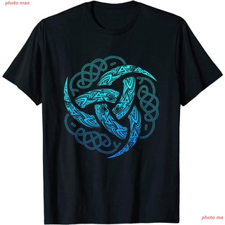 photo man New บอสตัน เซลติกส์ เสื้อBoston Celtics VIKING CELTIC KNOTWORK TRIPLE HORN OF ODIN T-SHIRT เสื้อยืด women