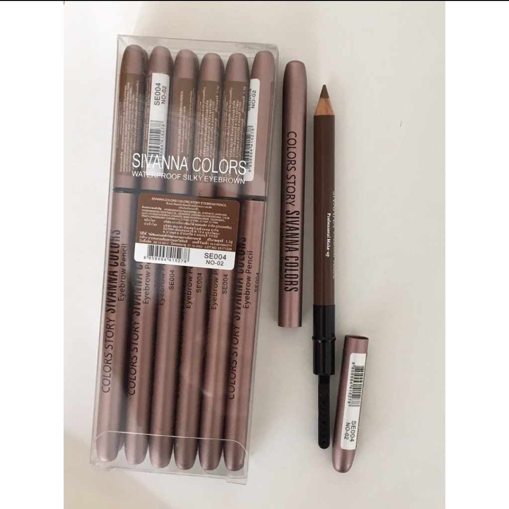 [กล่อง 12 แท่ง] ดินสอเขียนคิ้ว Sivanna Colors Story Eyebrow Pencil SE004 2IN1 ดินสอเขียนคิ้วเนื้อดี