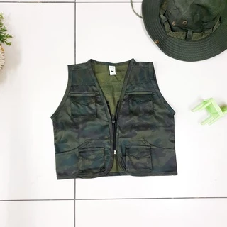 เสื้อกั๊กทหาร ซาฟารี ใส่เดินทางท่องเที่ยว สวนสัตว์สำหรับเด็กกระเป๋าเยอะ ผ้าตาข่าย กับ ผ้าพื้น มีไซร์ มีหลายสี สุดCOOL