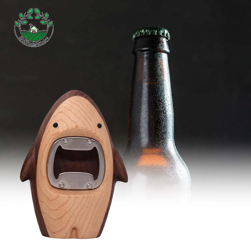 [Whcart] ที่เปิดขวดเบียร์ แบบไม้ รูปปั้นฉลาม ขนาดพกพา สําหรับตกแต่งบ้าน ปาร์ตี้