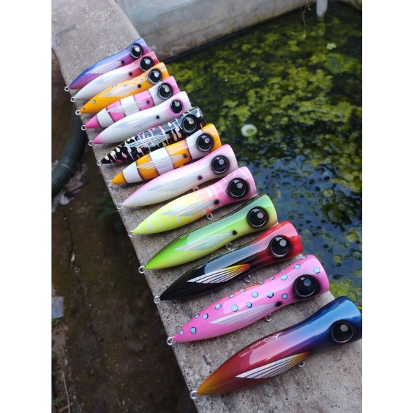 LURE HANDMADE WOODEN POPPER 12CM 40GR coath RESIN CHORE LURE