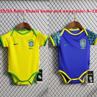 เสื้อกีฬาแขนสั้น ลายทีมชาติฟุตบอล Brazil 22 23 เบอร์ 9-12 ชุดเหย้า สําหรับเด็ก