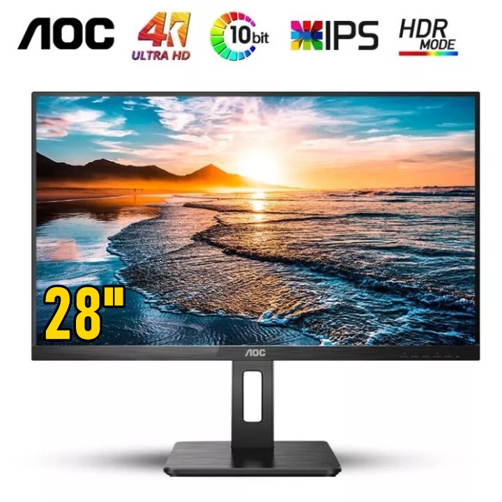 MONITOR (จอมอนิเตอร์) AOC รุ่น U28P2U/BS/67 28'' 4K 60Hz ประกัน 3 ปี