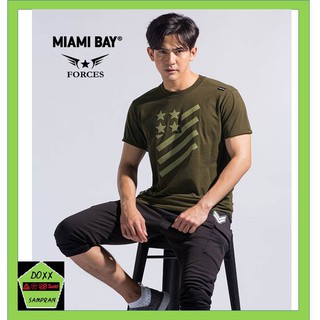 Miami bay เสื้อคอกลม ชาย  รุ่น forces สีเขียวขี้ม้า