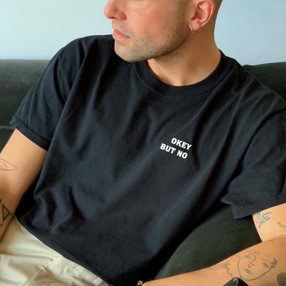 เสื้อยืด OKEY BUT NO -W2T715 - HoCha89 4C Cotton พร้อมสายคอปก สินค้าคุณภาพสูง (ภาพจริง)