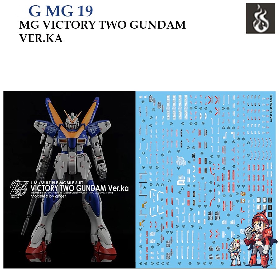 ดีคอลน้ำ [Ghost] MG 19 V2 Gundam VICTORY TWO GUNDAM MG 1/100(HIQ)Fluorescent WATER DECAL GMG19 GMG 1