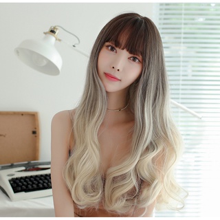 c8283 Wig womens whole top fashion ribbon flashing mixed silk big waves highlighting